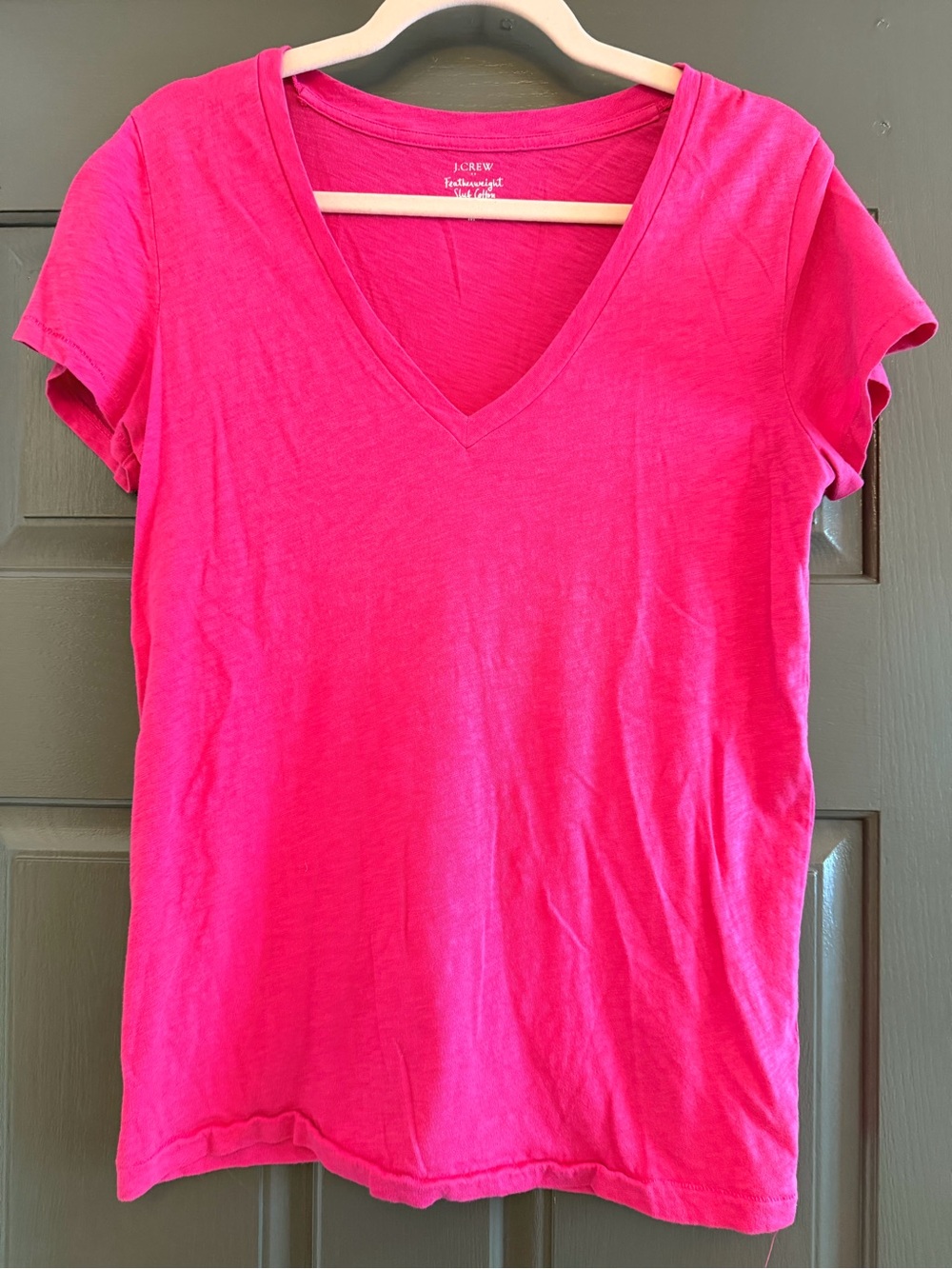 J. Crew Bright Pink V-Neck Short Sleeve Tee